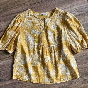 Sigrid Olsen Linen Blouse Women Size M Yellow